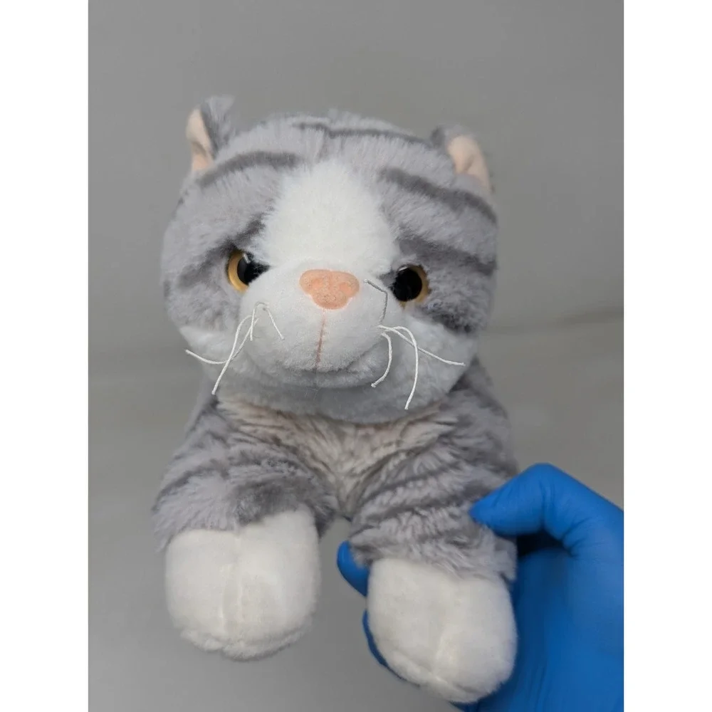 2017 Linzy‎ Meowing Sound Gray Tabby Cat Plush Tested Working VTG